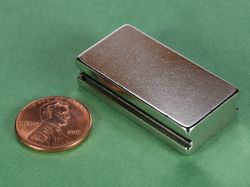 3/4 x 1 1/2 x 3/8 Inch Neodymium Rare Earth Stepped Block Magnet N42 